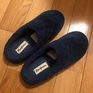 DearFoams Memory Foam Quilted Slippers Navy Blue Small